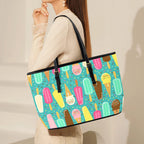 Ice Cream - Leather Tote Bag-Large