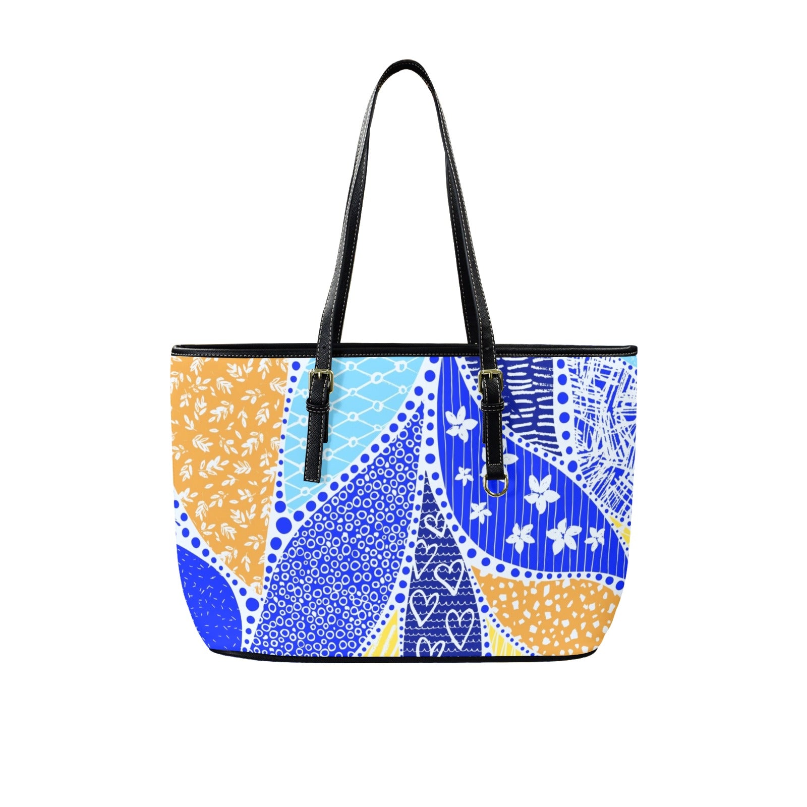 Blue Swirl - Leather Tote Bag-Large