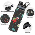 Astronaut Dinosaurs - Insulated Water Bottle with Dual-Use Lid (18oz) Insulated Water Bottle with Dual-Use Lid (18oz) animal Printed Offshore Space