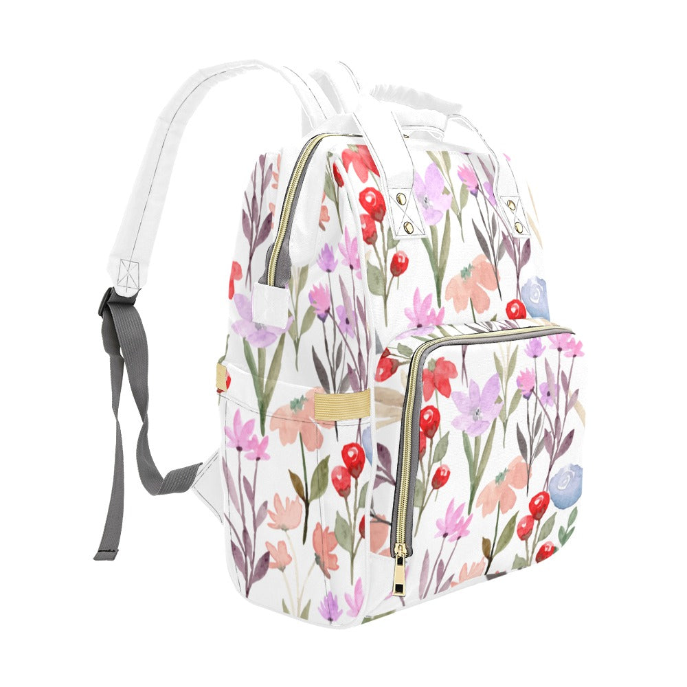 Floral Watercolour - Multi-Function Backpack, Nappy / Diaper Bag
