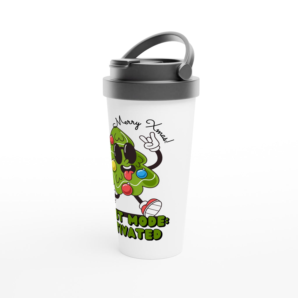 Christmas Feast Mode Activated - White 15oz Stainless Steel Travel Mug Christmas Travel Mug Christmas Globally Fulfilled