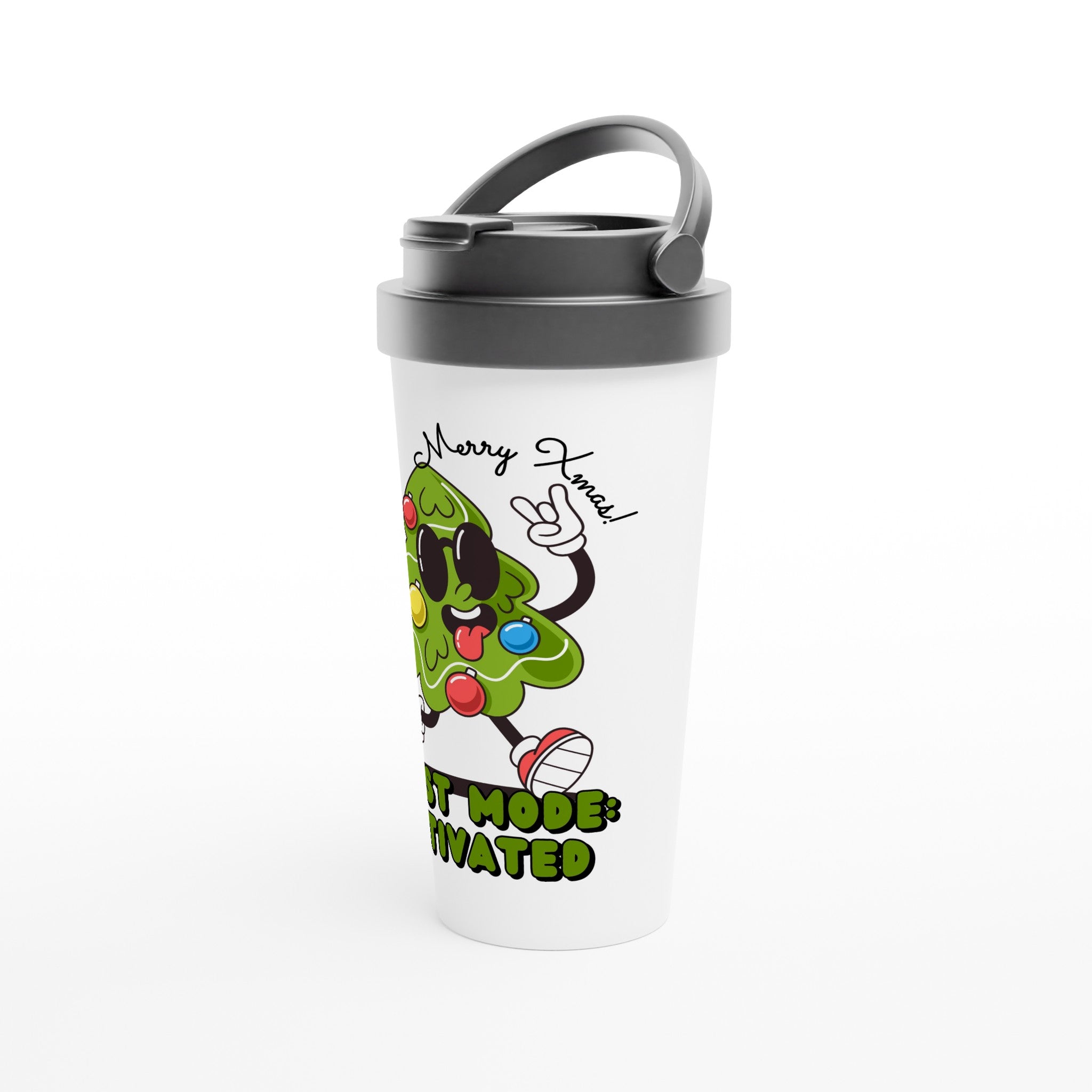 Christmas Feast Mode Activated - White 15oz Stainless Steel Travel Mug Christmas Travel Mug Christmas Globally Fulfilled