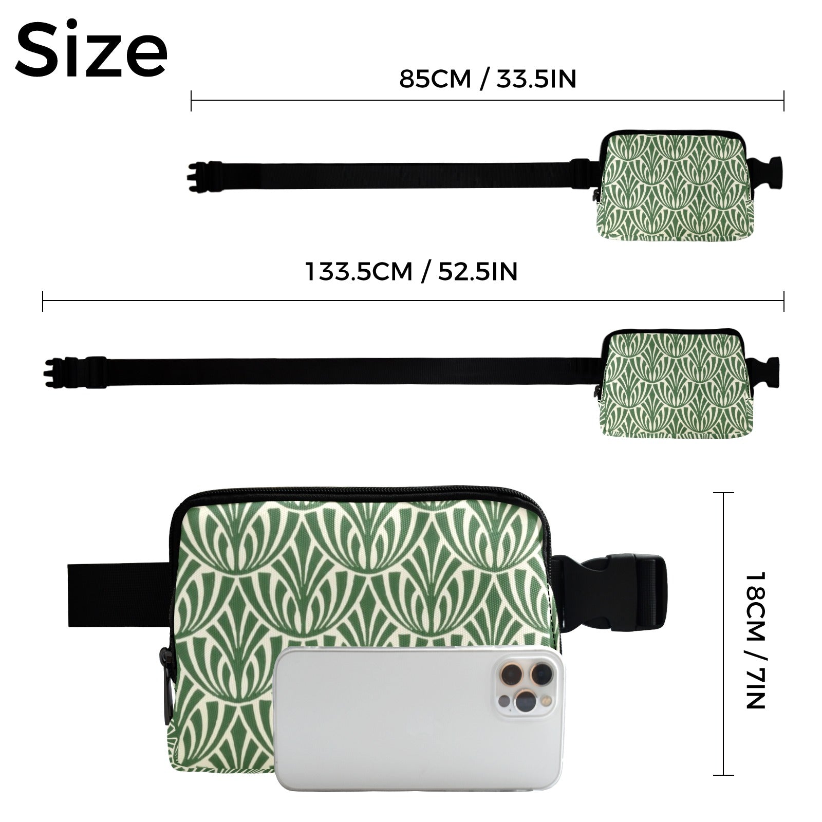 Green Pattern - Belt Bag