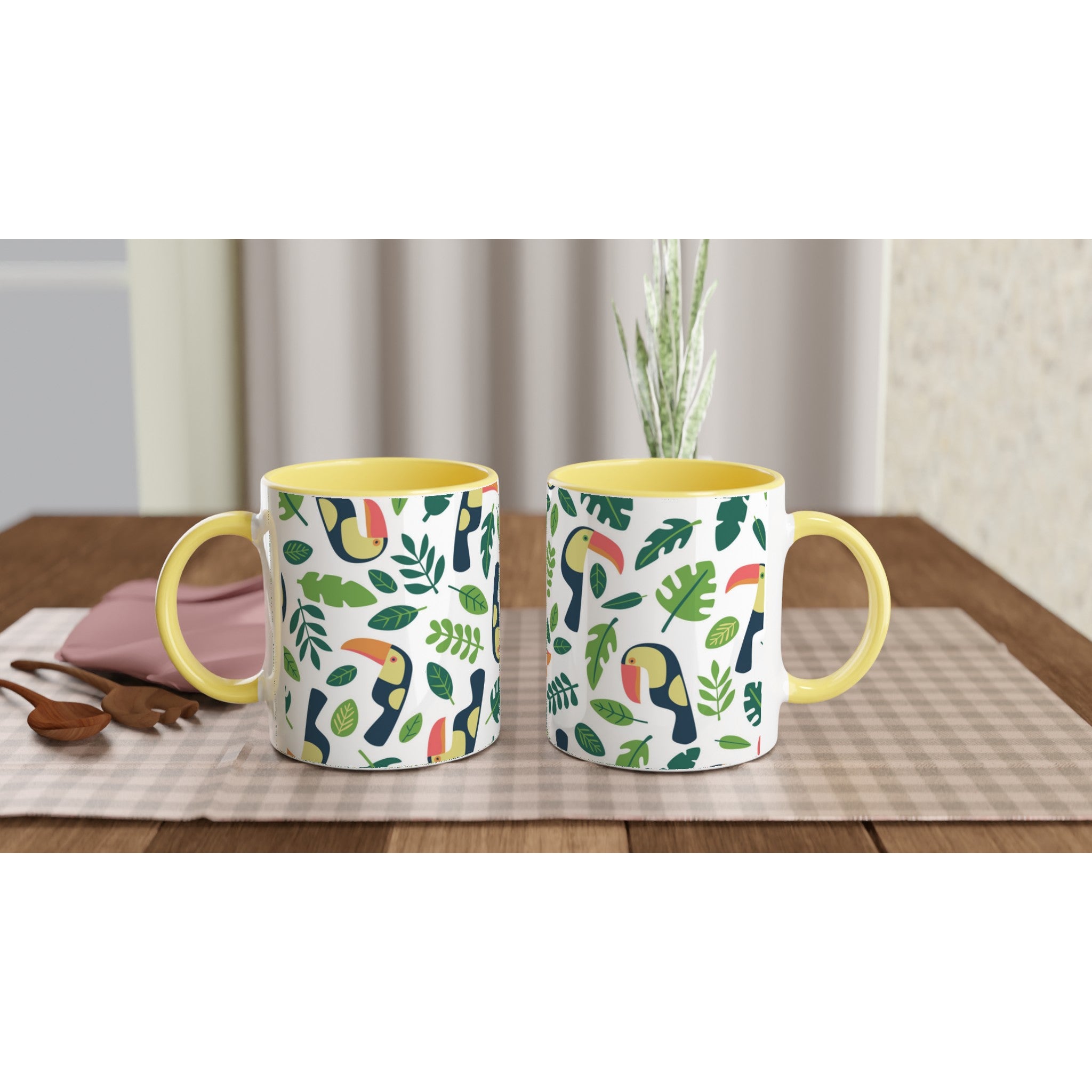 Toucans - White 11oz Ceramic Mug with Colour Inside Colour 11oz Mug Globally Fulfilled