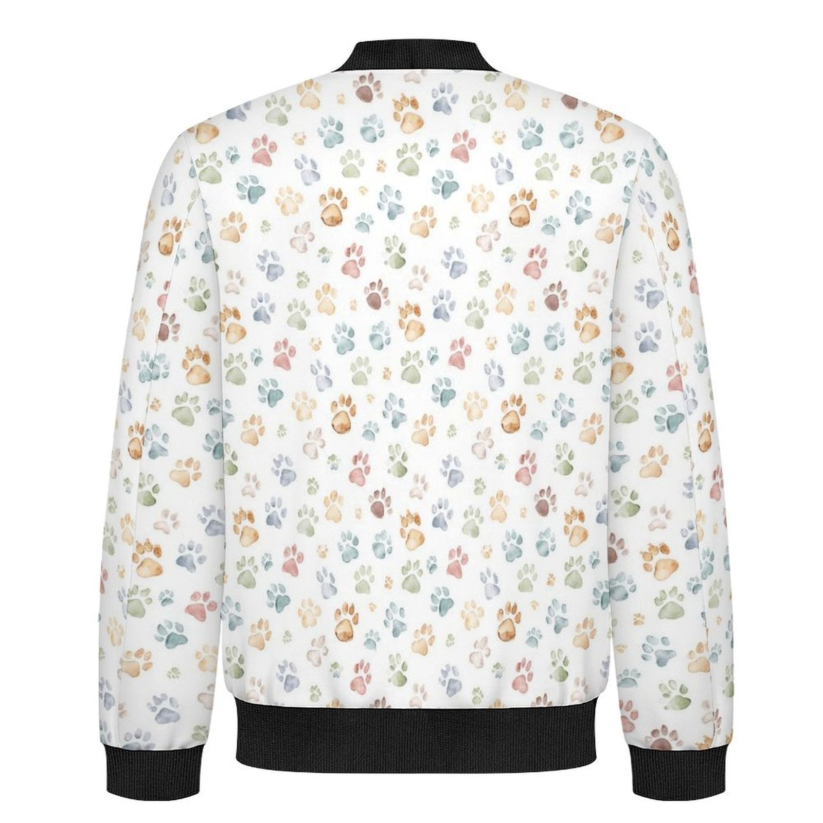 Paw Prints Men's Casual Zip‑Up Bomber Jacket