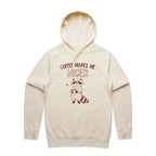 Coffee Makes Me Nicer, Raccoon - Mens Hoodie Ecru Mens Hoodie animal Coffee Printed In Australia