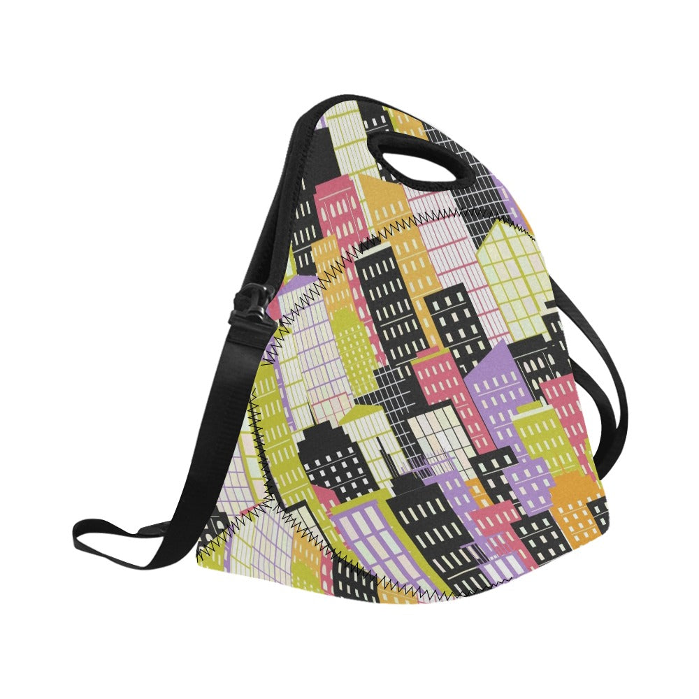 City Scape Neoprene Lunch Bag/Large (Model 1669) Neoprene Lunch Bag Printed Offshore