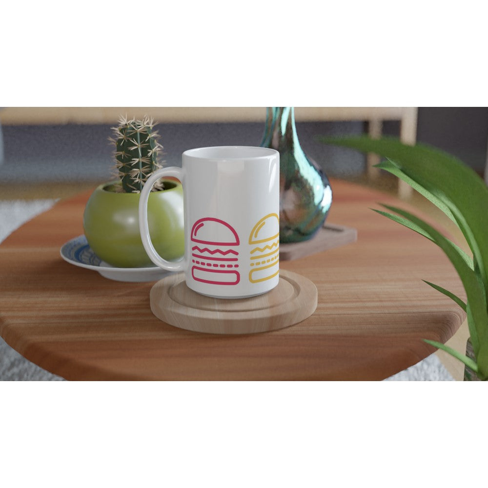 Burger, Burger, Burger - White 15oz Ceramic Mug 15oz Mug food Globally Fulfilled