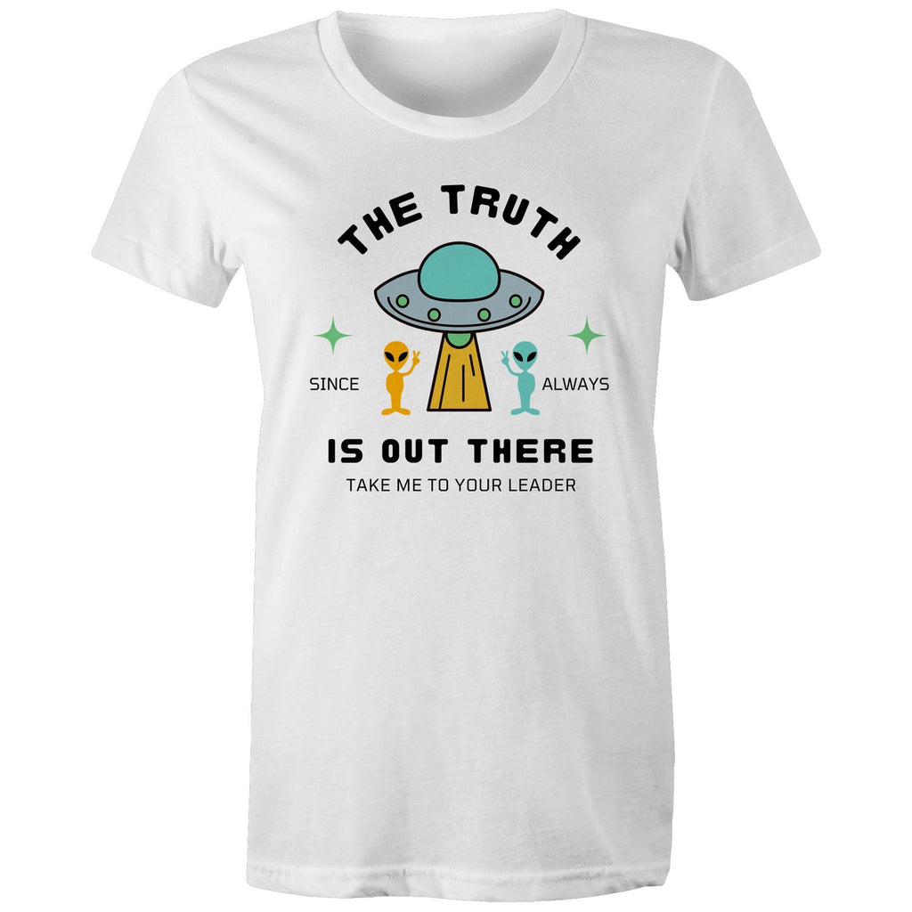 The Truth Is Out There - Womens T-shirt White Womens T-shirt Printed In Australia Sci Fi