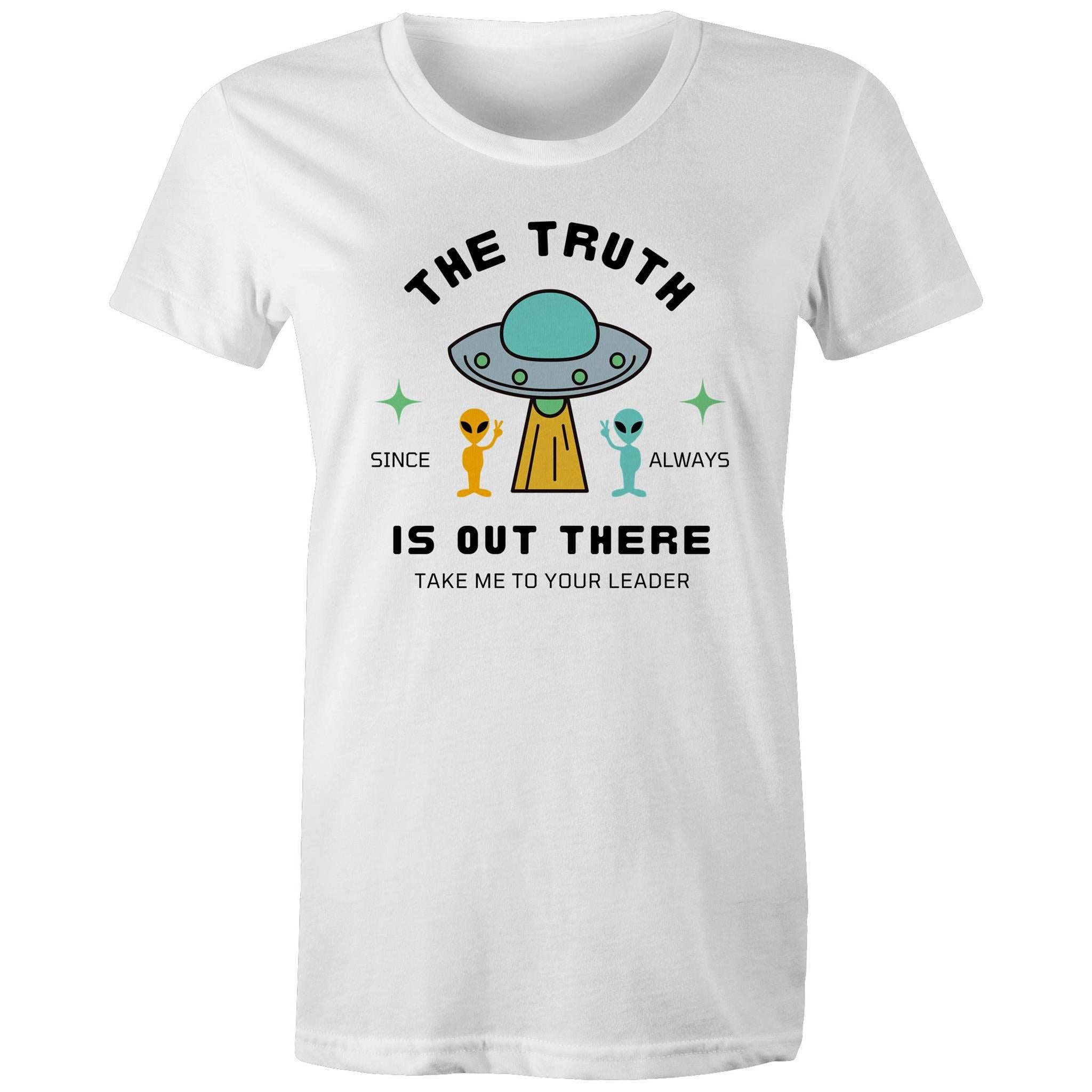 The Truth Is Out There - Womens T-shirt White Womens T-shirt Printed In Australia Sci Fi
