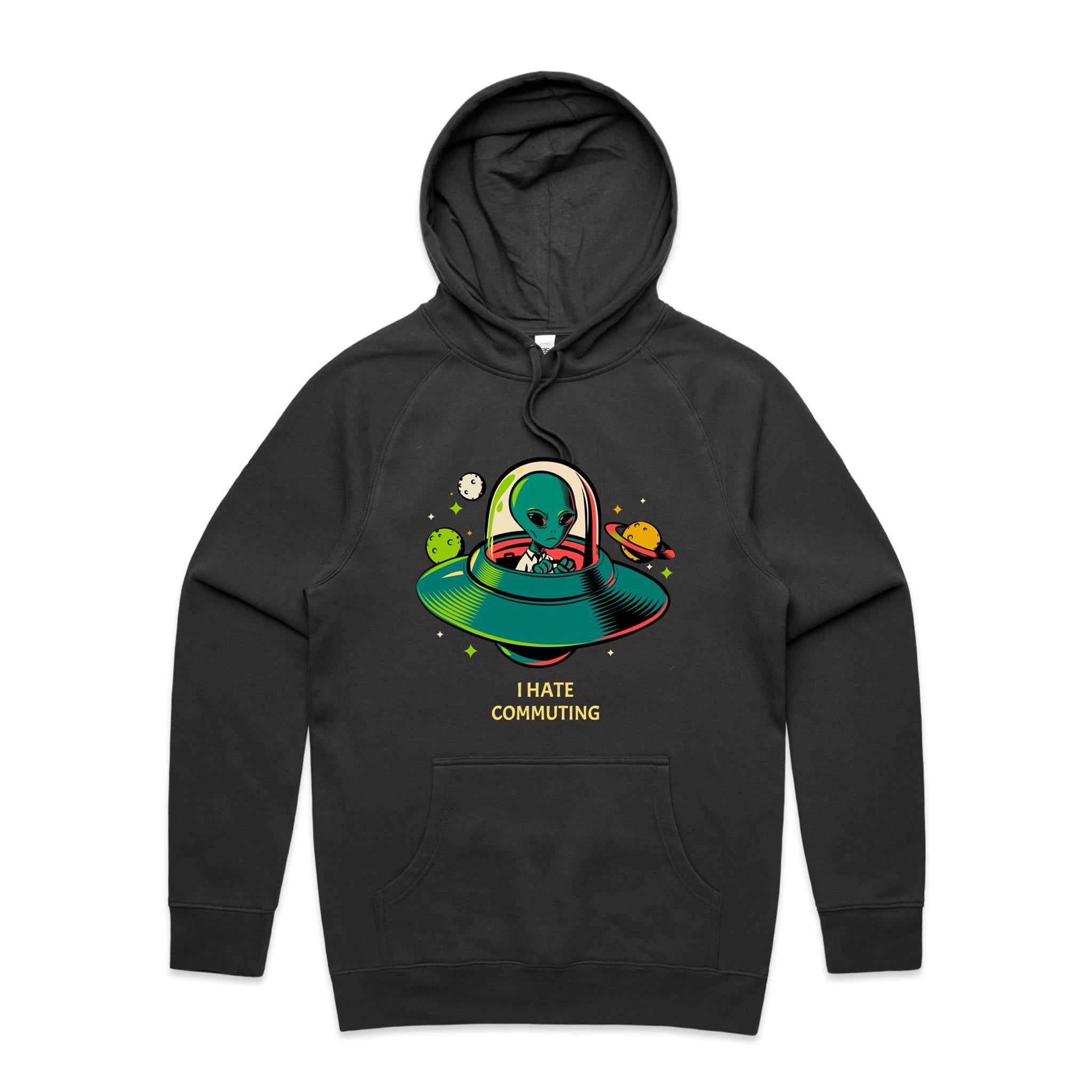 Alien Commute - Mens Hoodie Coal Mens Hoodie Printed In Australia Sci Fi