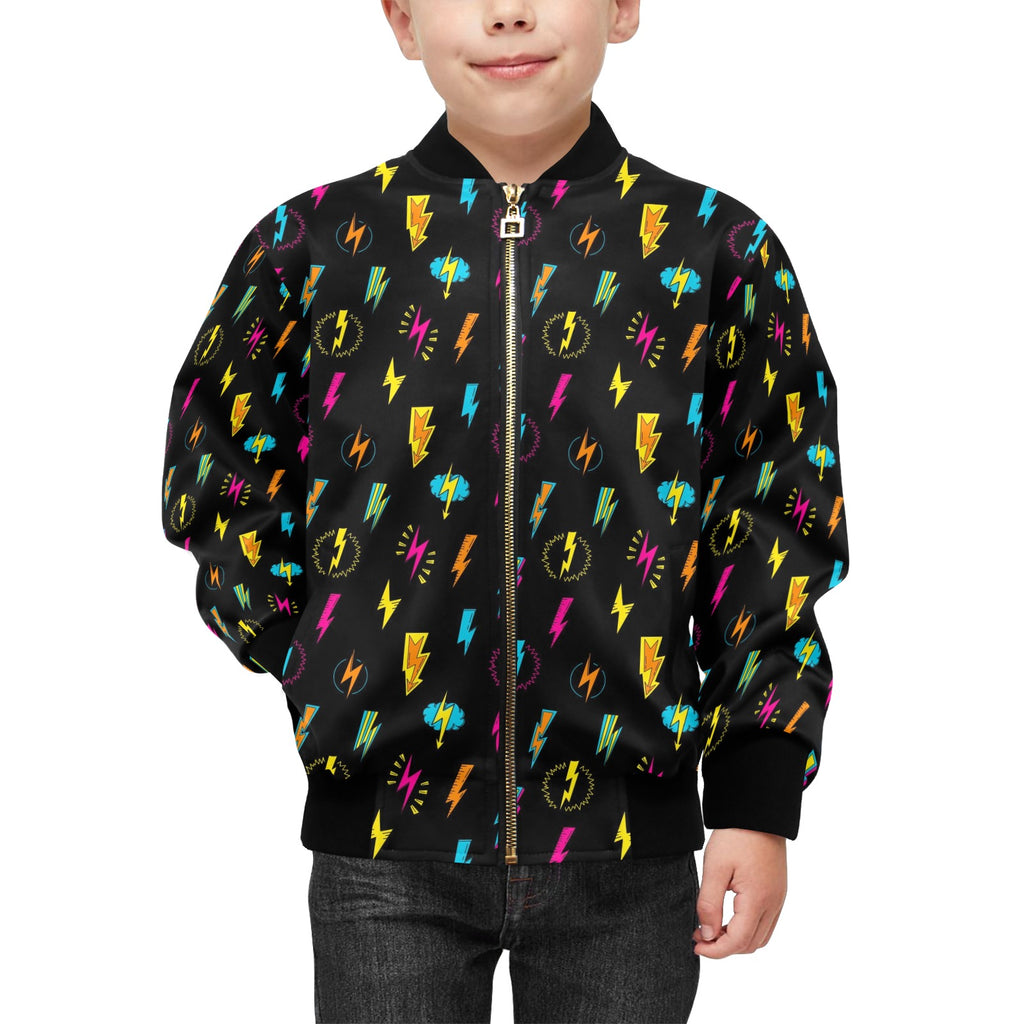 Fun Lightning Kids Bomber Jacket Kids Bomber Jacket comic Printed Offshore