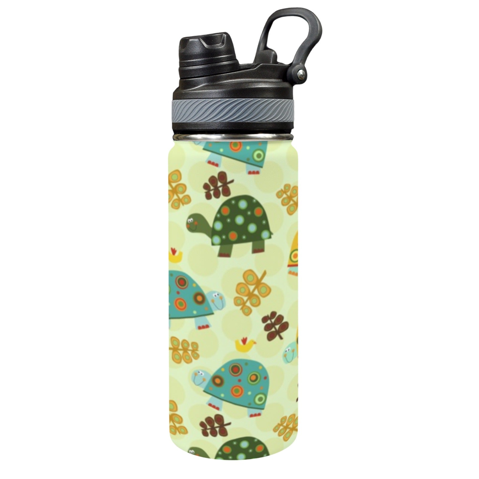 Retro Turtles - Insulated Water Bottle with Dual-Use Lid (18oz) One Size Insulated Water Bottle with Dual-Use Lid (18oz) animal Ocean Printed Offshore