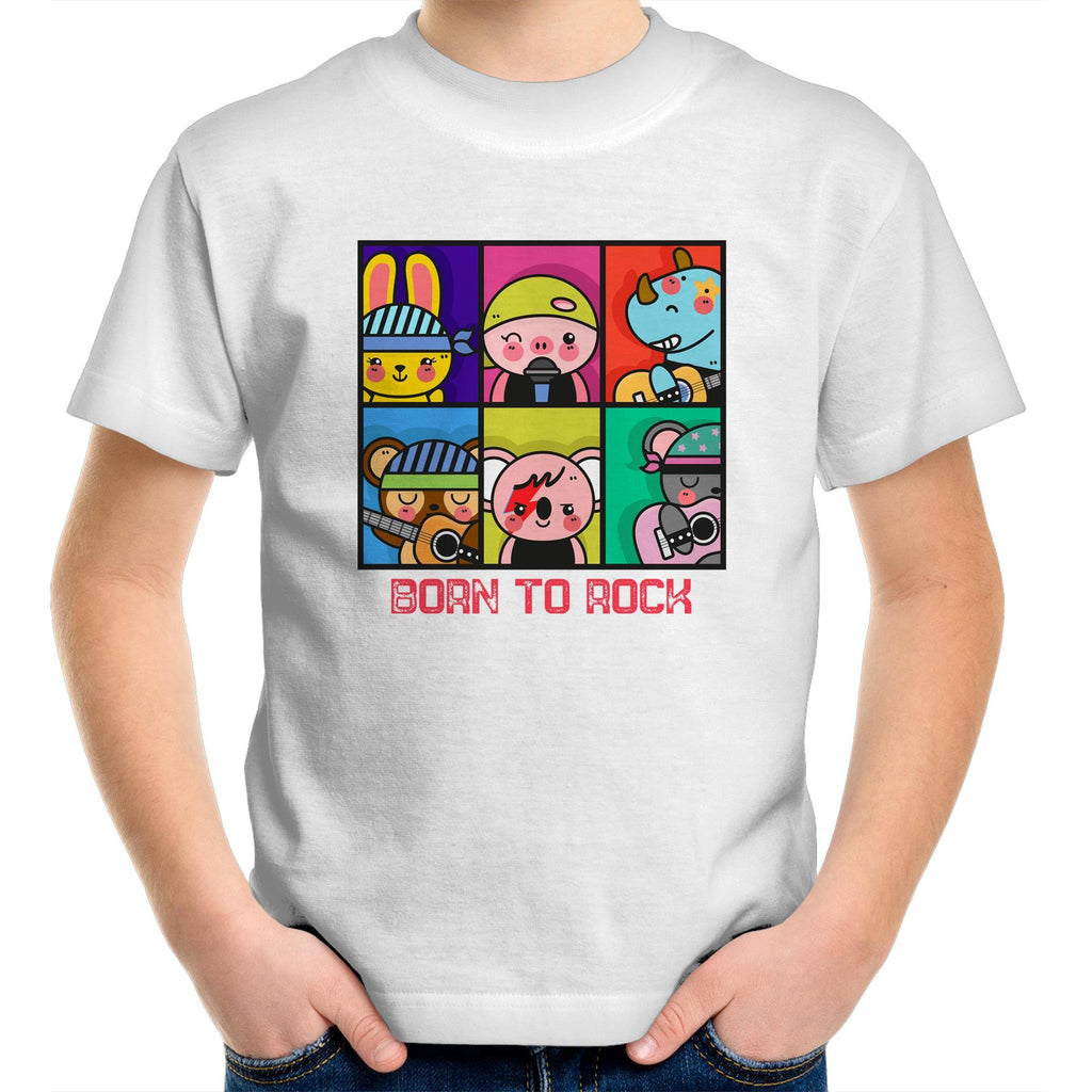 Born To Rock - Kids Youth T-Shirt White Kids Youth T-shirt Music Printed In Australia