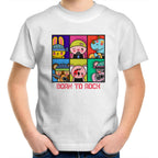 Born To Rock - Kids Youth T-Shirt White Kids Youth T-shirt Music Printed In Australia