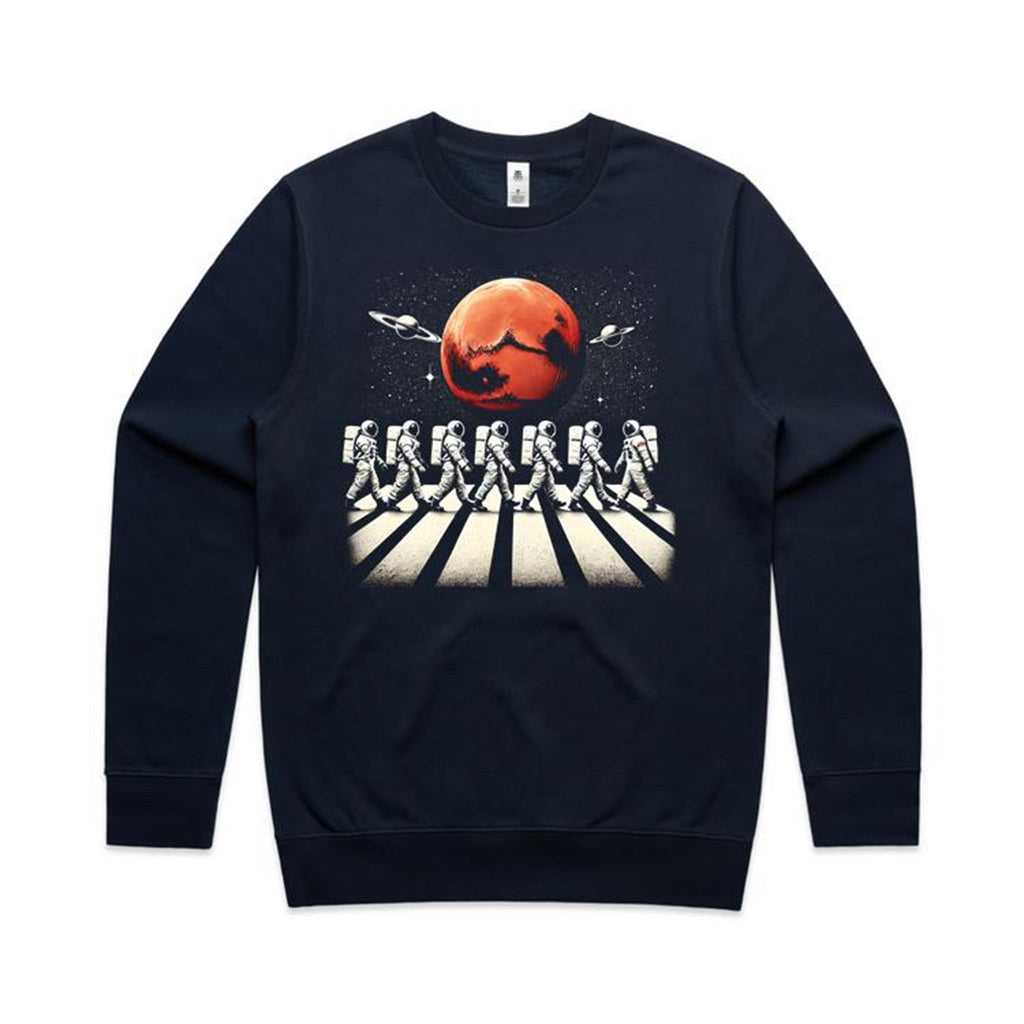 Astronaut Zebra Crossing - AS Colour Stencil Crew Sweatshirt Navy Sweatshirt Printed In Australia Space
