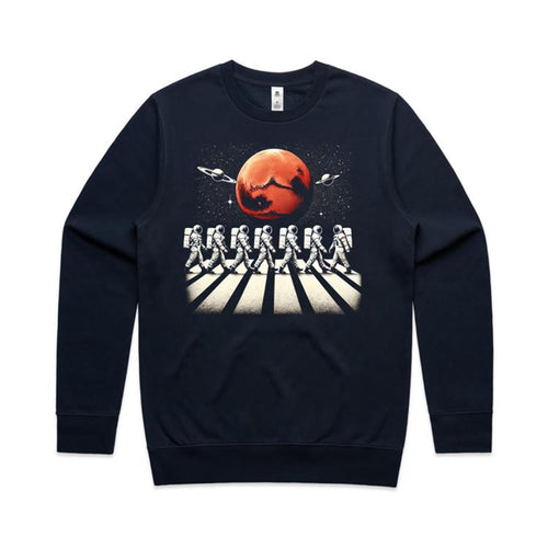 Astronaut Zebra Crossing - AS Colour Stencil Crew Sweatshirt Navy Sweatshirt Printed In Australia Space