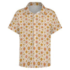 Orange Flowers Women's Collared Pocketless Short Sleeve Shirt