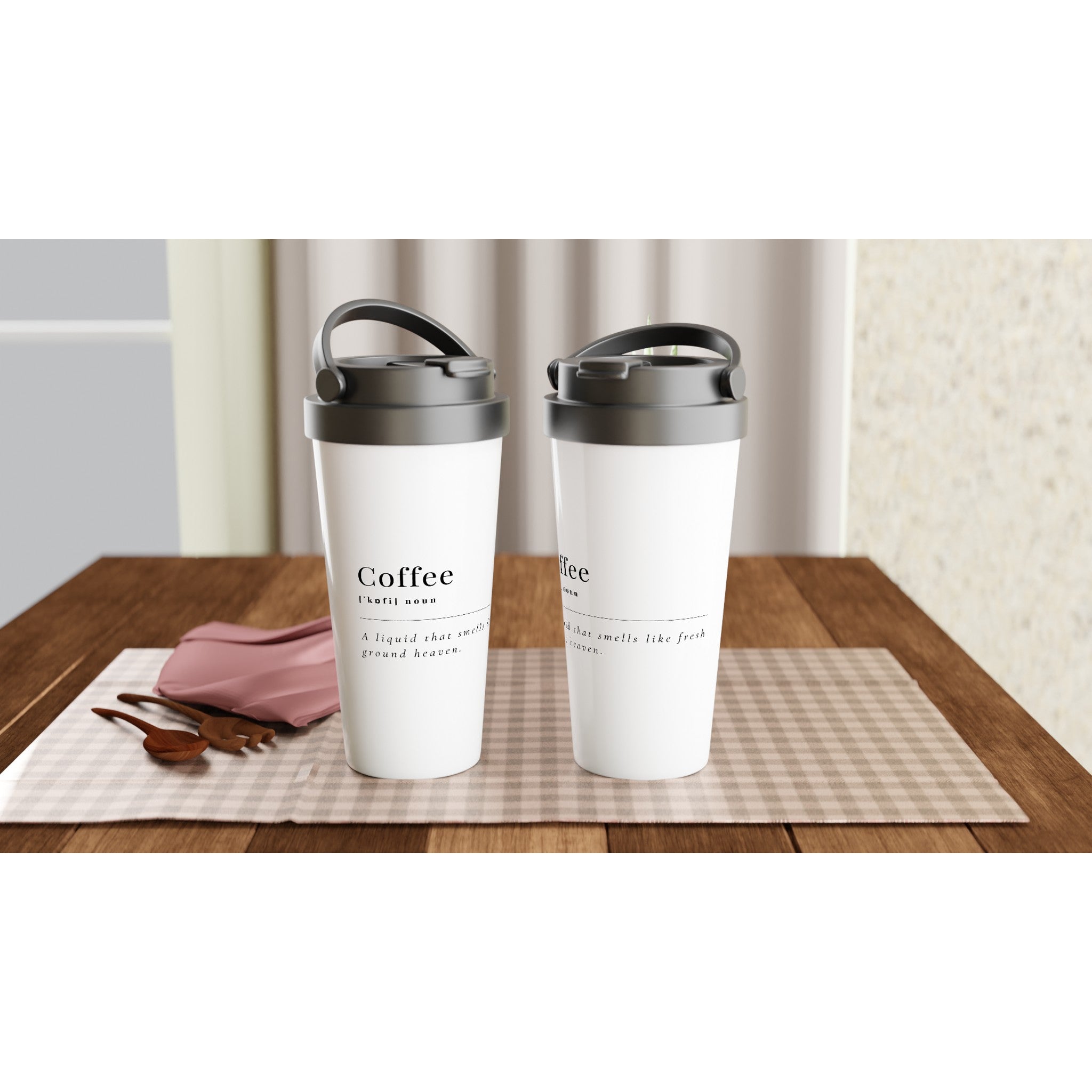 Coffee Definition - White 15oz Stainless Steel Travel Mug Travel Mug Coffee Globally Fulfilled