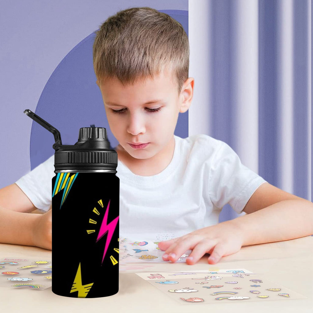 Fun Lightning - Kids Water Bottle with Chug Lid (12 oz) Kids Water Bottle with Chug Lid comic Printed Offshore