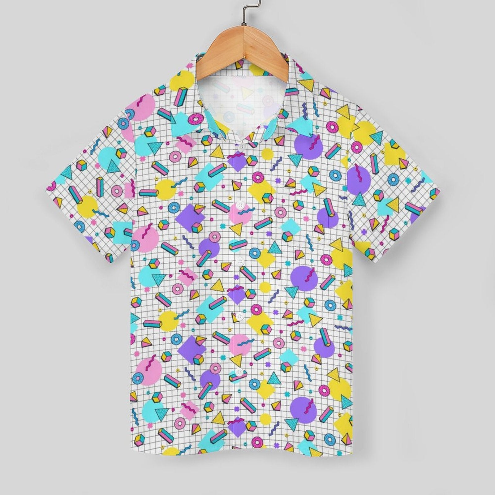 80's Grid Kids Youth Short Sleeve Button Up Shirt