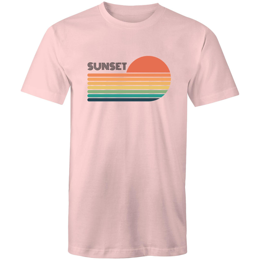 Retro Sunset - Mens T-Shirt Pink Mens T-shirt Printed In Australia Retro