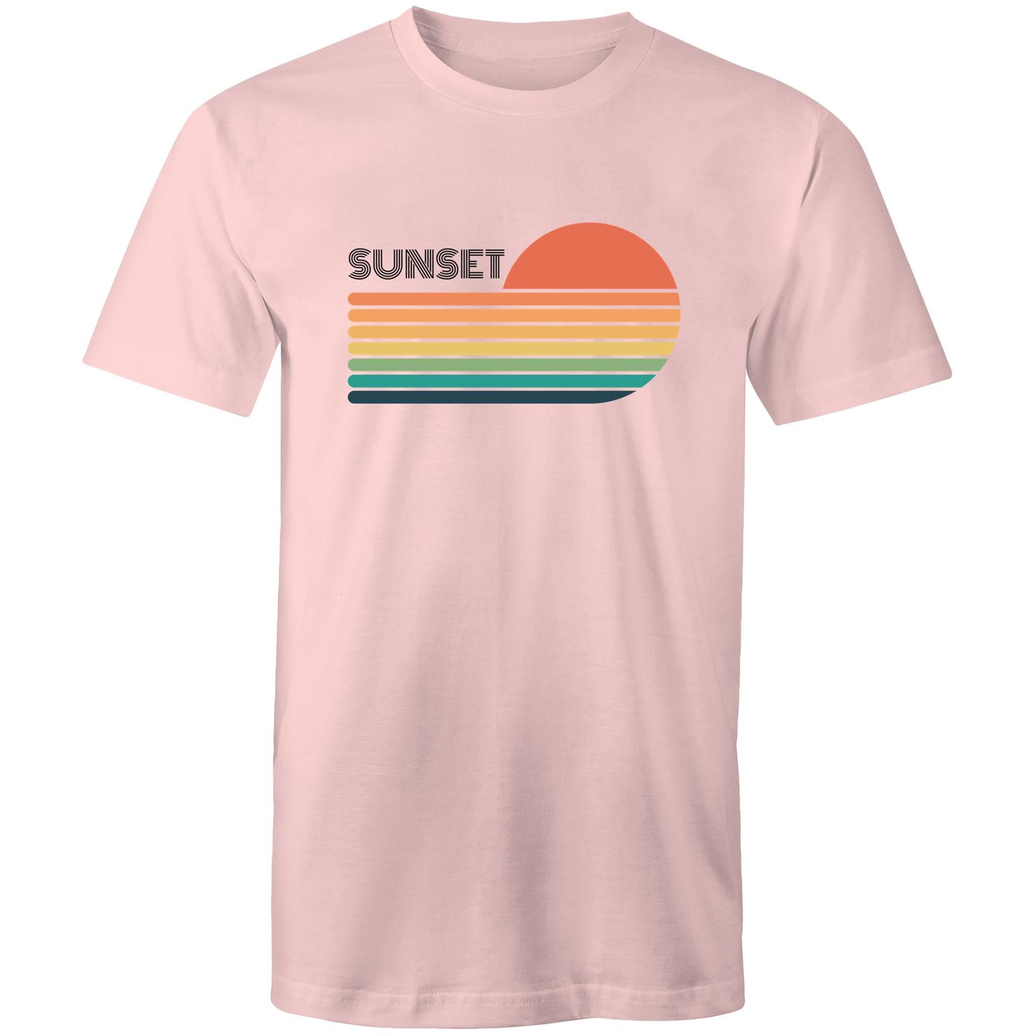 Retro Sunset - Mens T-Shirt Pink Mens T-shirt Printed In Australia Retro