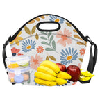 Boho Flowers And Leaves Neoprene Lunch Bag/Large (Model 1669) Neoprene Lunch Bag Plants Printed Offshore