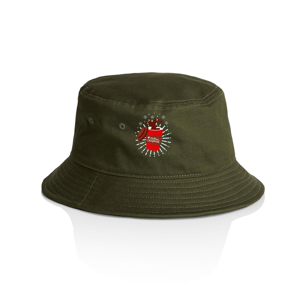 Christmas Coffee - Christmas AS Colour Bucket Hat Army One Size Christmas Bucket Hat Christmas Printed In Australia