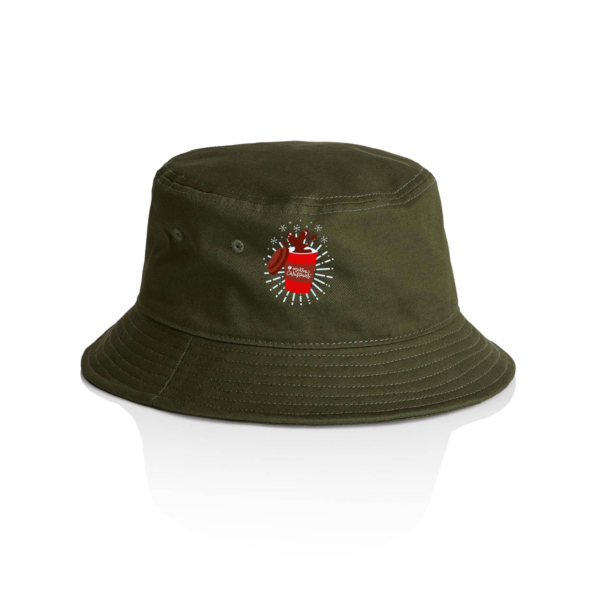 Christmas Coffee - Christmas AS Colour Bucket Hat Army One Size Christmas Bucket Hat Christmas Printed In Australia