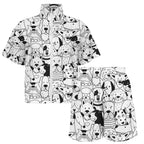 Black And White Dogs Women's Windbreaker Short Set Women's Windbreaker Short Set animal Printed Offshore
