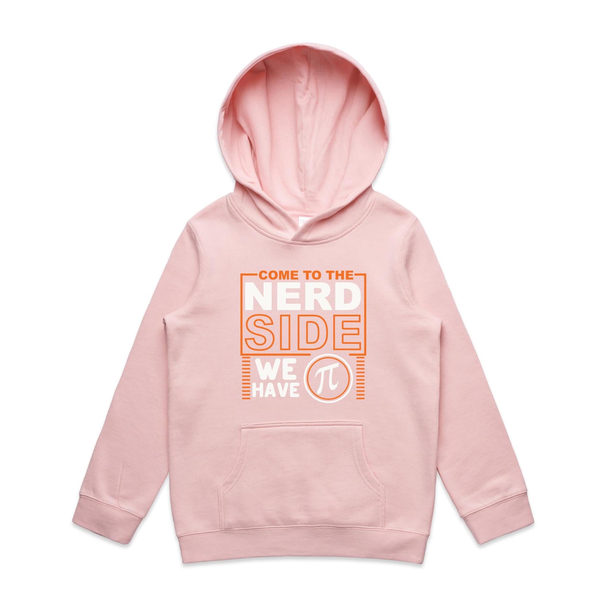 Come To The Nerd Side, We Have Pi - Kids Hoodie Pink Kids Hoodie Maths Printed In Australia Sci Fi