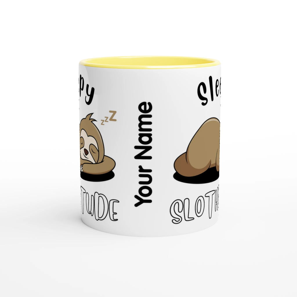 Personalise - Sloth, Sleepy Slothitude - White 11oz Ceramic Mug Personalised Mug animal customise Globally Fulfilled personalise