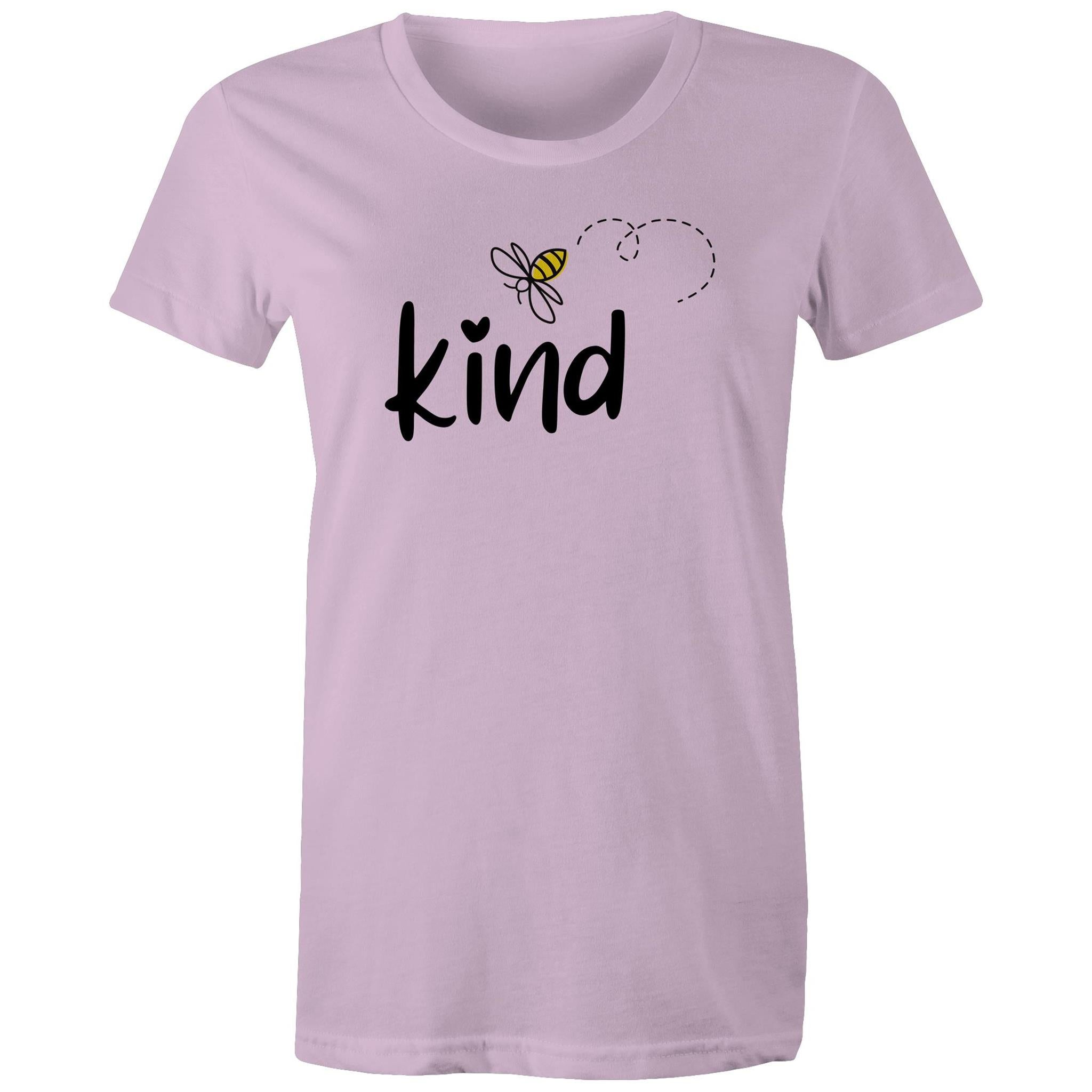 Bee Kind - Womens T-shirt Lavender Womens T-shirt Kindness Printed In Australia