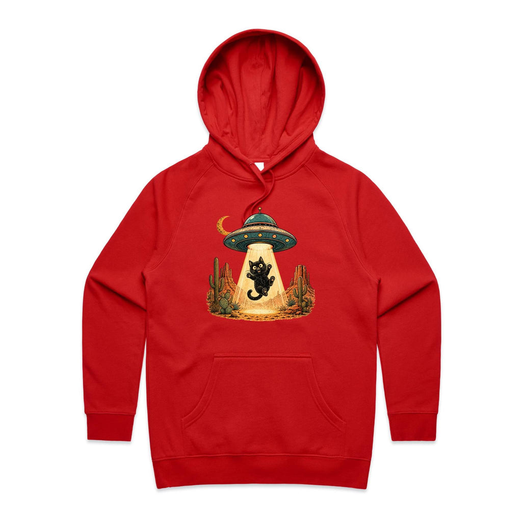 Black Cat Alien UFO Abduction Women's AS Colour Hoodie