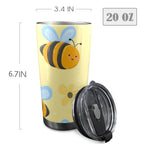Bright Bees - 20oz Mobile Tumbler with Lid (Black Lock) 20oz Travel Mug animal Printed Offshore