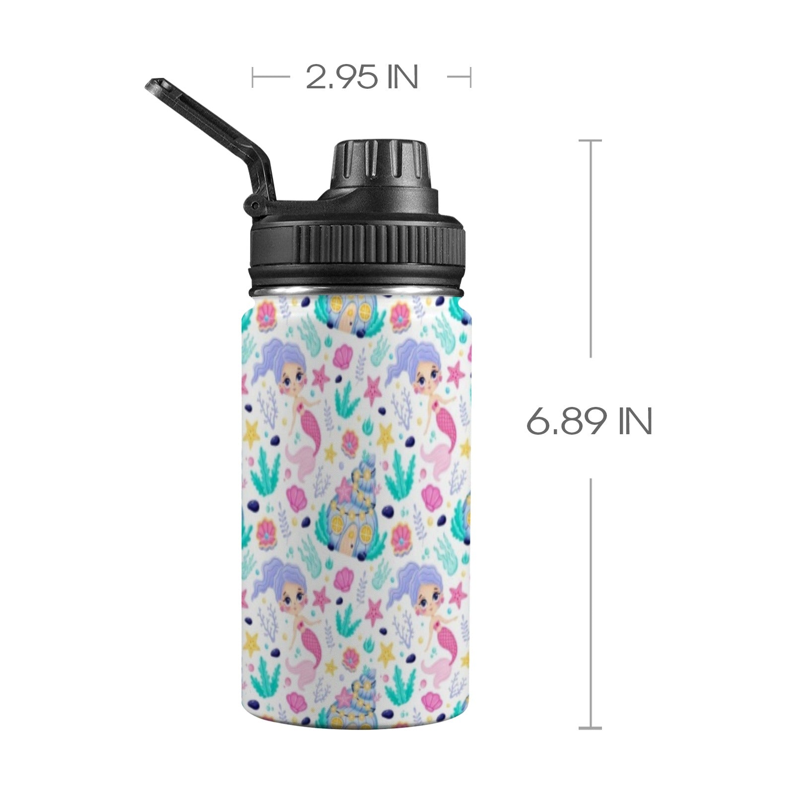 Mermaid World Kids Water Bottle with Chug Lid (12 oz) One Size Kids Water Bottle with Chug Lid Printed Offshore