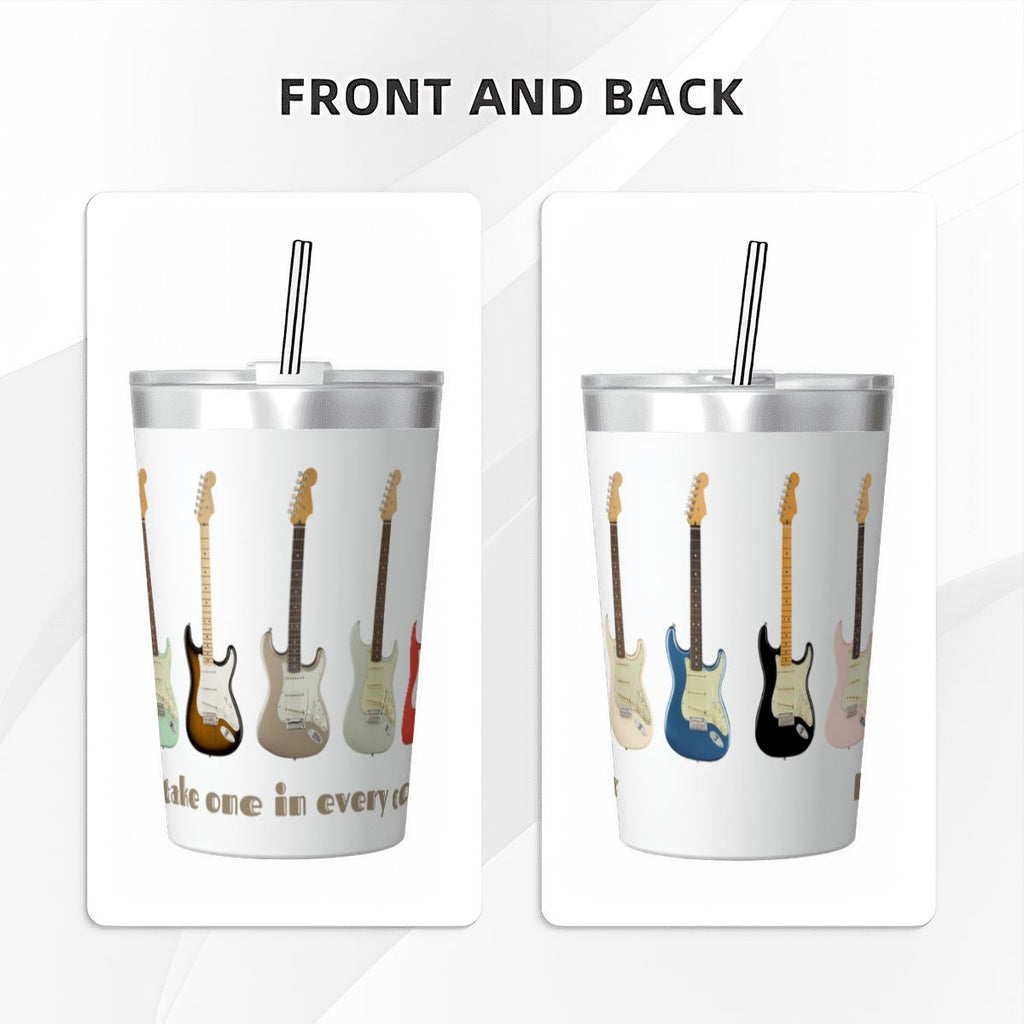 Guitars In Every Colour Small Stainless Steel Travel Mug Cup 12oz/350ml