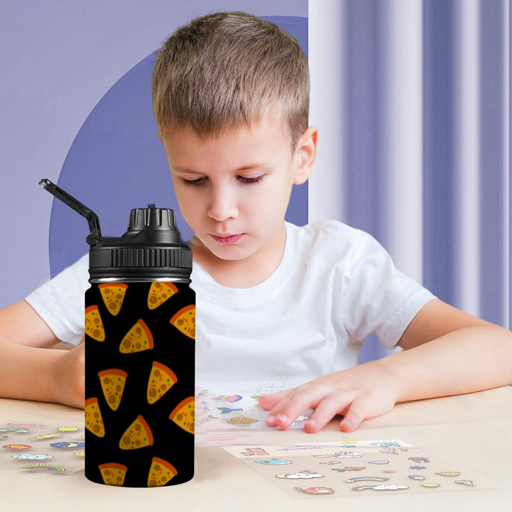 Pizzas - Kids Water Bottle with Chug Lid (12 oz) Kids Water Bottle with Chug Lid Food Printed Offshore
