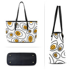 Abstract Eggs - Leather Tote Bag-Large