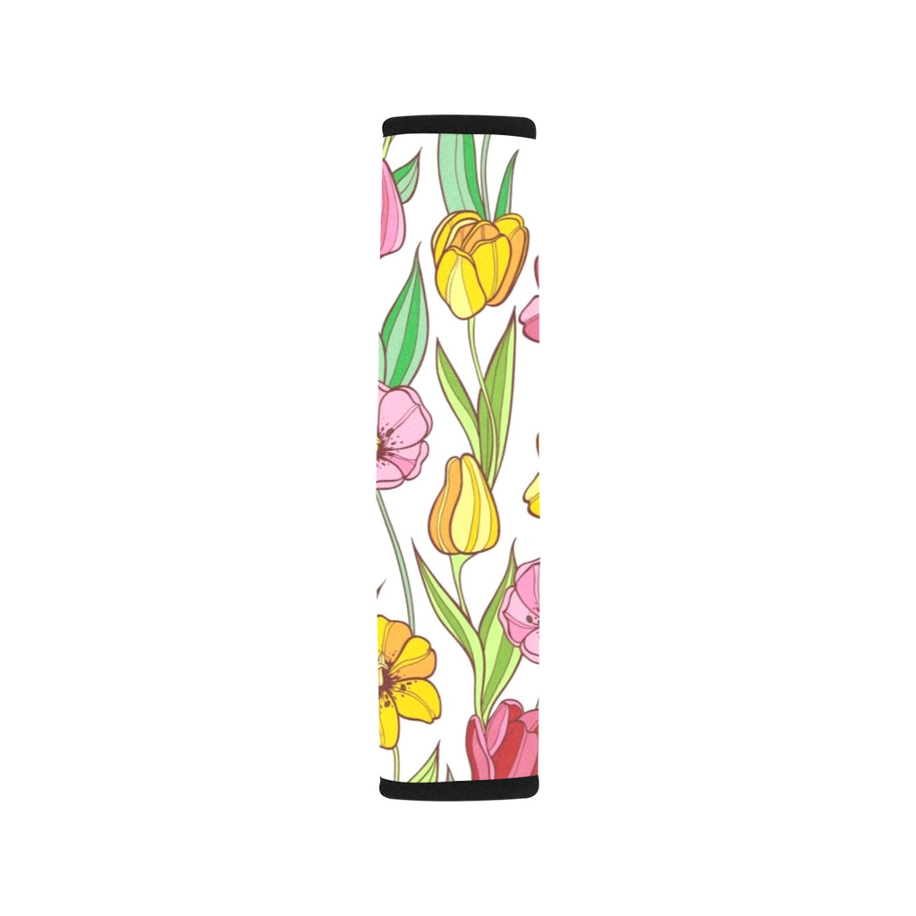 Pink And Yellow Flowers Car Seat Belt Cover 7''x10'' (Pack of 2) Car Seat Belt Cover 7x10 (Pack of 2) Plants Printed Offshore