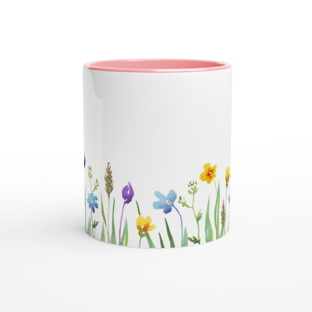 Spring Flowers - White 11oz Ceramic Mug with Colour Inside Colour 11oz Mug Globally Fulfilled Plants