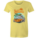 Hello Sunshine, Beach Van - Womens T-shirt Yellow Womens T-shirt Printed In Australia Summer Surf