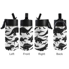 Black And White Dinosaurs 12oz Kids Water Bottle with Straw Lid