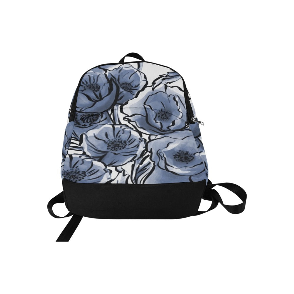 Blue And White Floral - Fabric Backpack