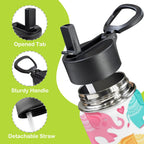 Cute Cartoon Elephant 12oz Kids Water Bottle with Straw Lid