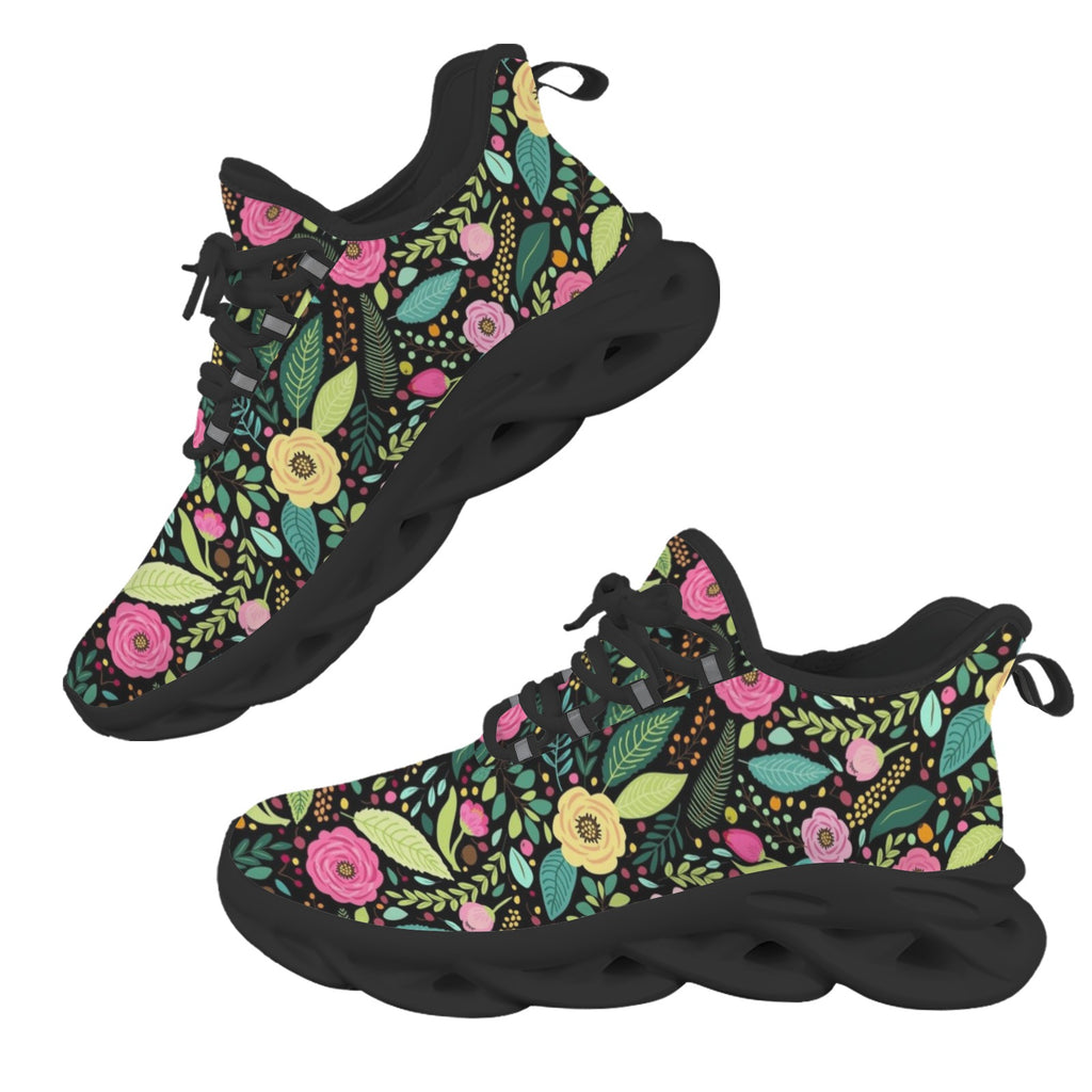 Bright Floral And Leaves Women's Twisted Sole Sneakers