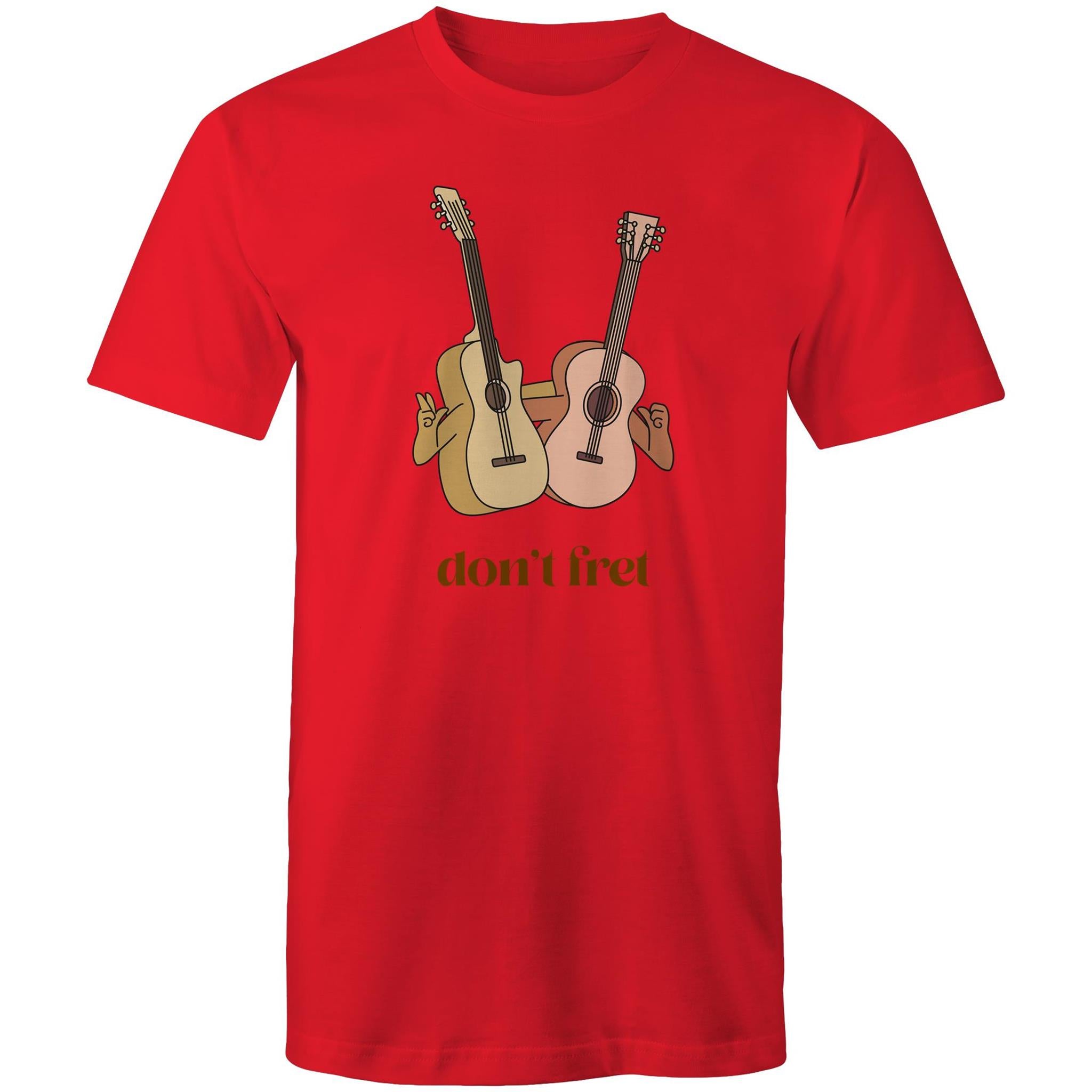 Don't Fret, Guitars - Mens T-Shirt Red Mens T-shirt Music Printed In Australia