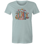 Freedom, Reading Books - Womens T-shirt Pale Blue Womens T-shirt Printed In Australia Reading