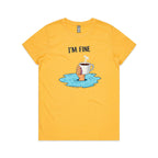 I'm Fine Women's AS Colour T-shirt Yellow Womens T-shirt Printed In Australia